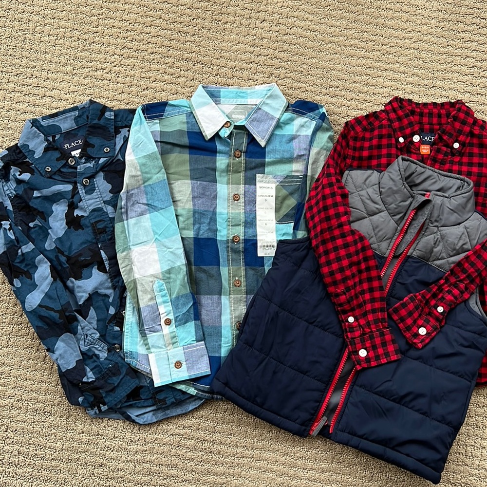 Boys Winter Button Ups and Puffer Vest